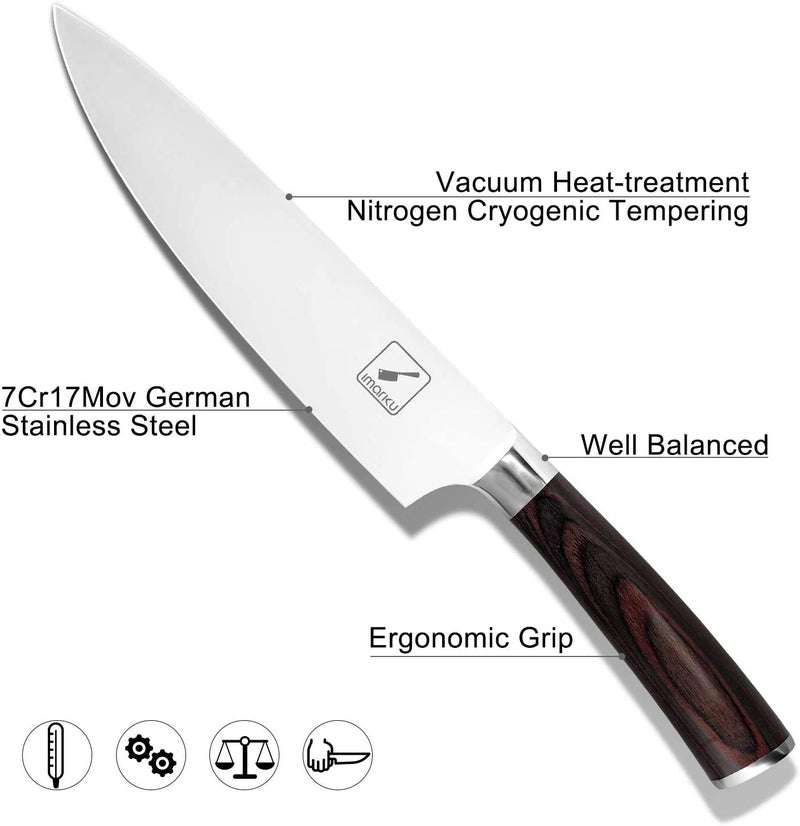imarku Chef Knife 8 inch, High-Carbon Stainless Steel Pro Kitchen Knife with Ergonomic Handle and Gift Box, Chef's Knives for Professional Use, Gifts for Men and Women - Image 2
